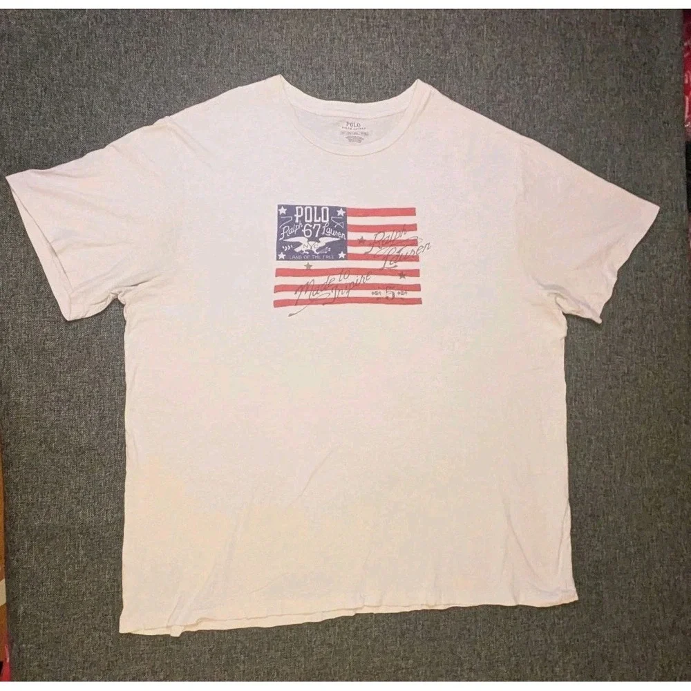 Polo Ralph Lauren 67 Men's Flag Graphic Short Sleeve Graphic T Shirt Size 2XLT